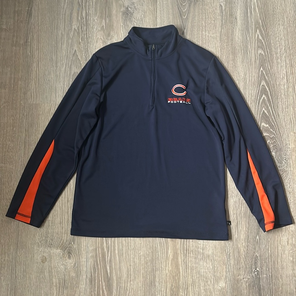 NFL CHICAGO BEARS Football Blue & Orange Quarter Zip Jersey Sweater